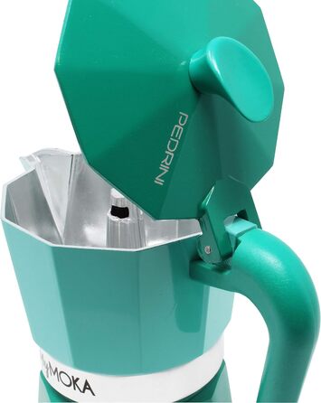 Steelmoka, Patented Moka Espresso Machine for stovetops including induction, 2-cup capacity, silver color, stainless steel coffee maker, dimensions 12 x 9 x 15.5 cm (3 cups, Emerald)