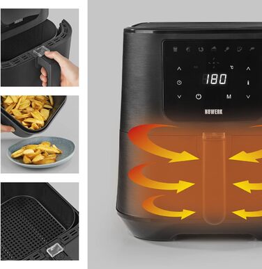 Фритюрниця-конвекційна піч Midnight Black 5.5 л | 1800 Вт, 7 програм | Без жиру, з цифровим дисплеєм