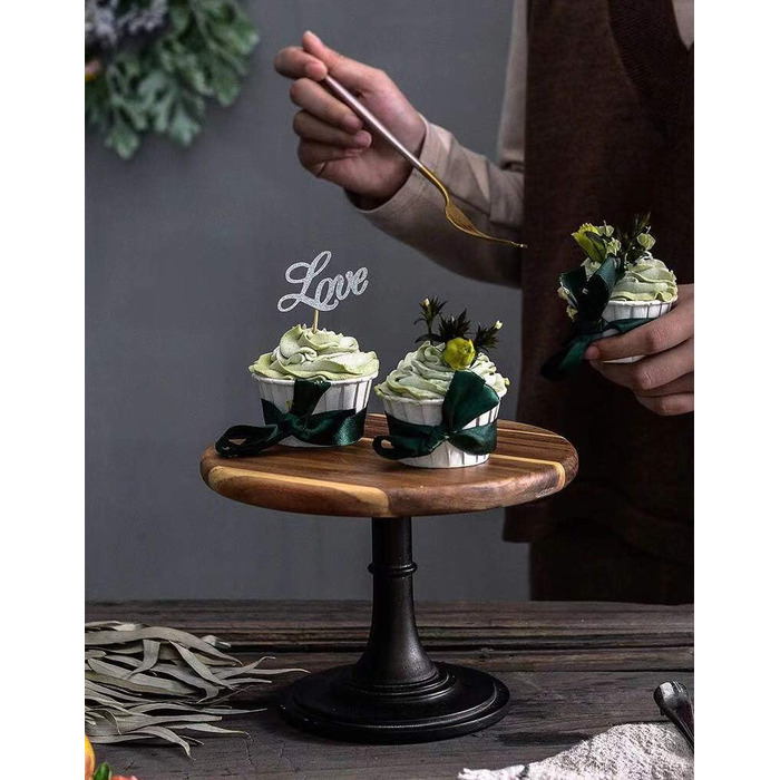 Дзеркальна підставка для тортів NUPTIO, 3 шт: дерев'яна, для весілля, дня народження, дитячого свята, кексів, чаювання. Чорний колір.
