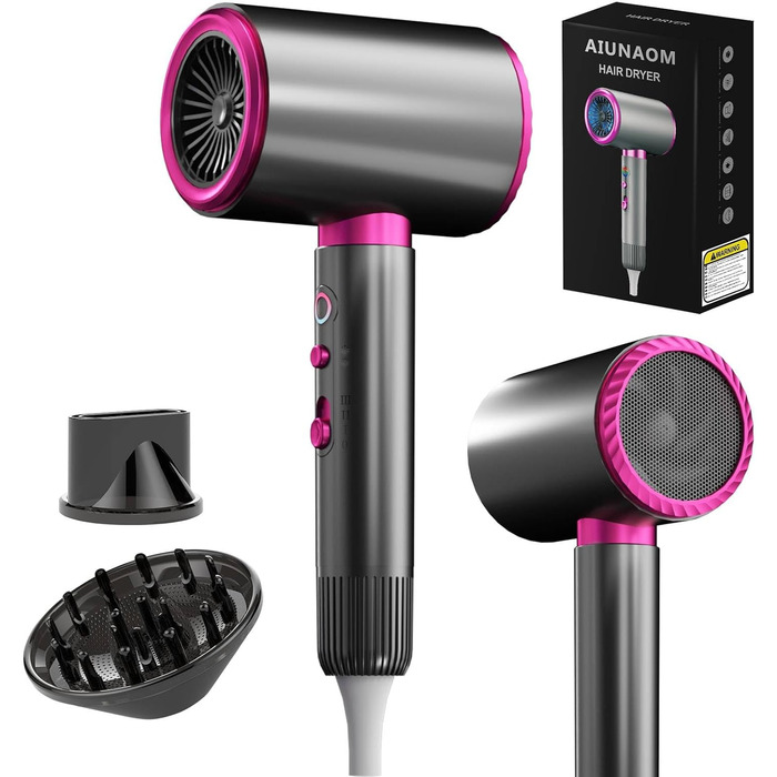 Іонний фен 2400W - швидкий, тихий, з холодним/гарячим режимом. 3 швидкості, 2 насадки (концентратор, дифузор). Ідеально для дому, салонів та подорожей