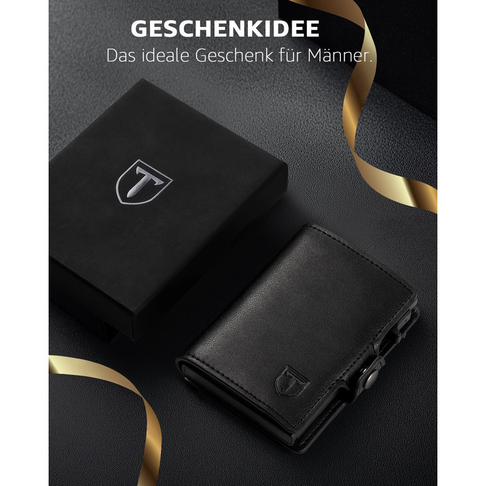 Чоловічий гаманець TEEHON з відділенням для монет та RFID захистом, тонкий, з відділеннями для карт, віконцем для ID - чорний