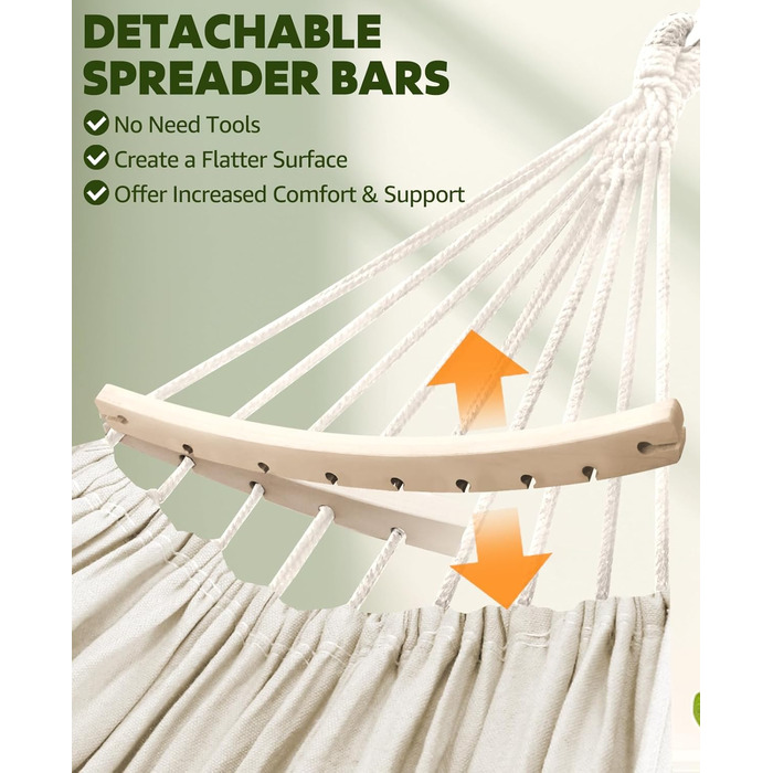 Гніздо-гамак для відпочинку Chihee з бавовни, 300x150 см, до 300 кг, з подушкою та стропами