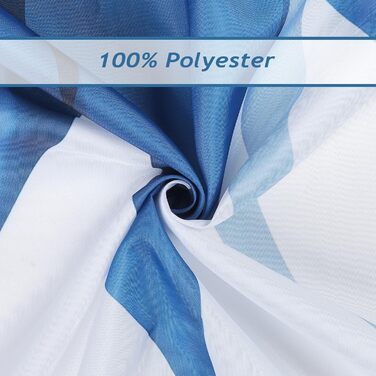 Шторка для душу Bonhause 180x180 см, водовідштовхувальна, антигрибкова, смугаста, поліестер, з кільцями (12 шт.), блакитна