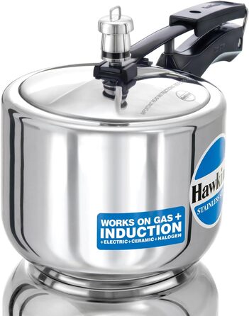 Hawkins Modell B 3 33 Hard Shell Cover L High Stainless Steel Pressure Cooker, small, silver