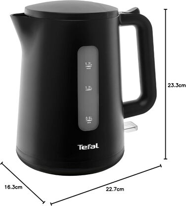 Електричний чайник Tefal Includeo KI5338, 1.7 л, 2400 Вт, з фільтром та протиковзкою ручкою, чорний