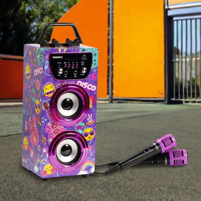 Дитячий караоке-апарат Trendix рожевого кольору з 2 мікрофонами, FM-радіо, USB, Bluetooth, SD-картою | Музична коробка з мікрофоном | Подарунок для юних співаків