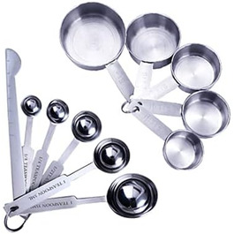 CHFYIJYHM Stackable Measuring Cups Kitchen Measuring Spoon Set Stainless Steel Teaspoon Home Measuring Cups and Spoon Set(11pcs Measuring Cup)
