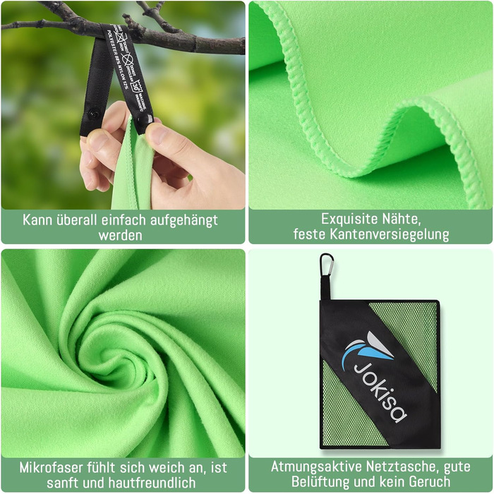 Набір з 2 рушників з мікрофібри: великий (180x90 см) для пляжу та маленький (80x40 см) спортивний. Швидковисихаючі та пісконепроникні рушники для пляжу, сауни, трекінгу (світло-зелений)