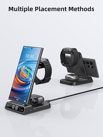 Бездротовий зарядний пристрій для Samsung Galaxy S25 Ultra, S24, Z Fold 6, Z Flip 6, Watch Ultra/8/7/6, Buds - чорний