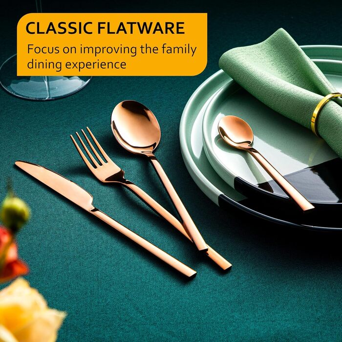 Набір столових приборів Velaze, 24 шт. (рожеве золото) для 6 осіб