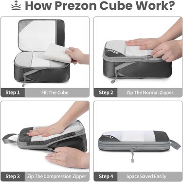 Набір компресійних органайзерів для валізи (6 шт), прозорі, сірі - економія місця, міцний матеріал