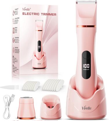 Електричний жіночий тример для бікіні та тіла 2-в-1, вологостійкий, рожевий