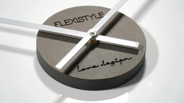 FLEXISTYLE 3D Wall Clocks DIY Oak Large 50-75CM (Thickness 19MM!) for Office Living Room Bedroom Decorative Items, z54g eco75 d-1-x (Gray, Wood-based material)