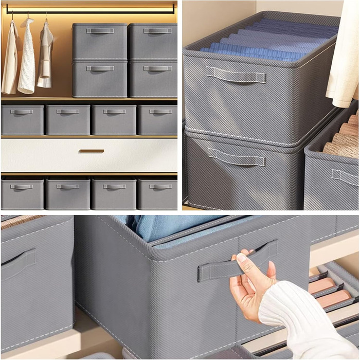 Closet Organizer, 6-Piece Closet Organizer Folding Storage Box, 7-Compartment Drawer Organizer, Closet Organization System for Clothes, Pants, Sweaters