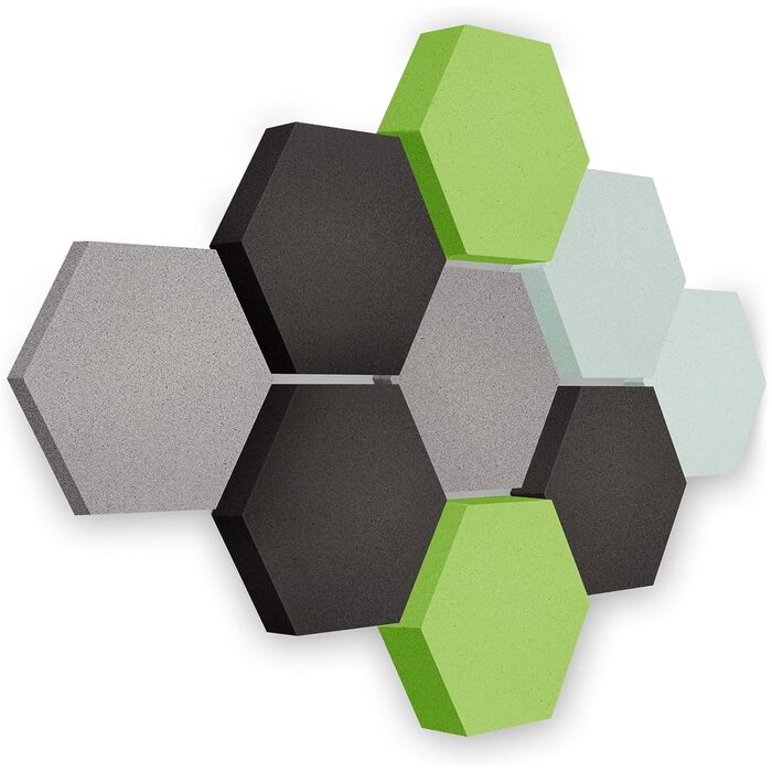 Акустичні панелі platino24 Edition LOFT 3D, набір 8 елементів Ø 300мм, звукопоглинаючі плити Basotect для стін та стелі (Платиновий, Антрацит, Лайм, Аква)