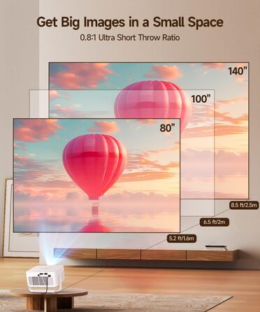 Magcubic HY300max Міні проєктор 4K/8K з Android 14, WiFi 6, Bluetooth 5.4, автофокусом та корекцією трапеції для домашнього кінотеатру (білий)