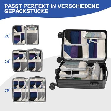 Набір органайзерів для валізи компресійних 5 шт. бежевого кольору для подорожей - Куби для пакування одягу, органайзер для рюкзака та валізи