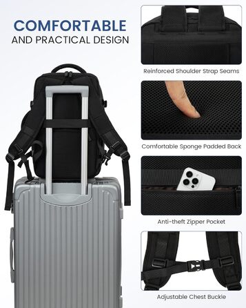 Рюкзак LOVEVOOK для ручної поклажі в літак 45x36x20 см, 30L, для ноутбука 15.6