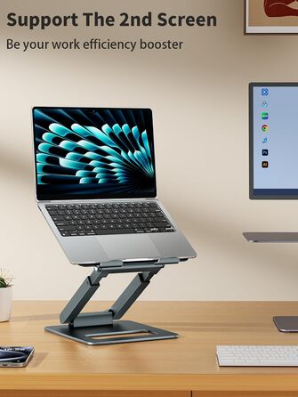Adjustable Laptop Stand for Desk - Telescoping Design, Ergonomic Riser for 10-17 inch Laptops (Gray)