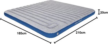 Надувний матрац High Peak 40043 XXL (210x185 см) з помпою та антиковзанням, дихаючий, для дому та відпочинку на природі, сірий/блакитний