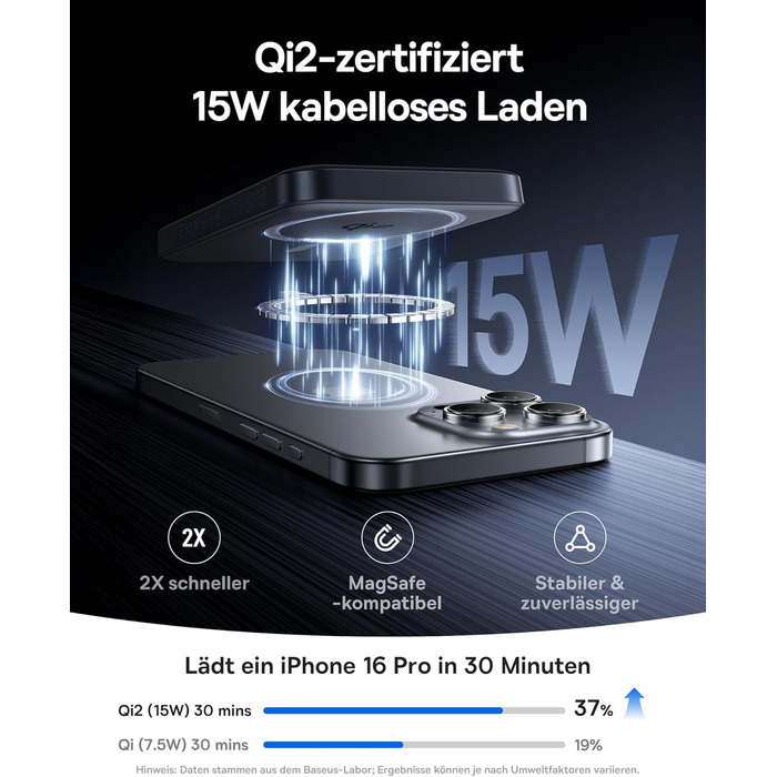 Power Bank Baseus EnerFill MagSafe 10000mAh з PD 22.5W та бездротовою зарядкою 15W (Qi2), чорний