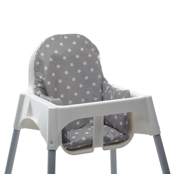 Подушка-вкладиш для дитячого стільчика IKEA Antilop 37x36x24 см, сіра з білими зірками, м'яке сидіння для високого стільця