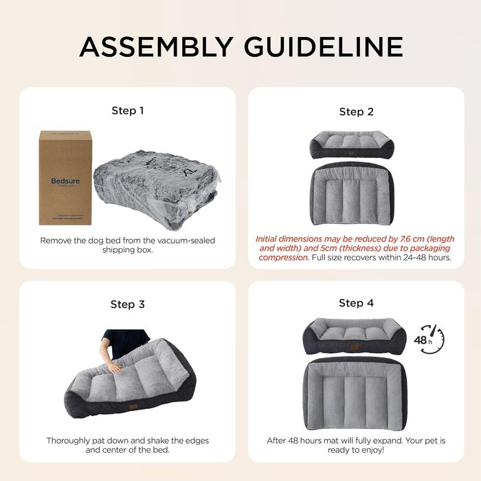 BEDSURE Лежанка для собак великих порід - 106x76 см, товста, з водонепроникною наволочкою, антиковзаюча, з м'якого плюшу Sherpa, темно-сіра