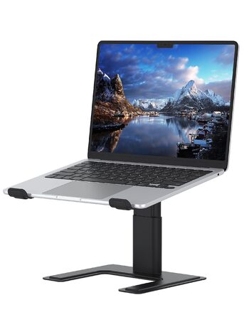 Підставка для ноутбука ALASHI, регульована висота, ергономічна, металева, чорна (10-15.6 дюймів)
