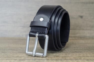 Чоловічий шкіряний ремінь Ossi, 38 мм, чорний, 130 см (загальна довжина 145 см)