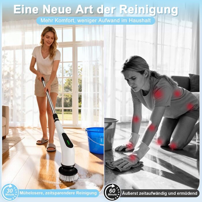 Електрична щітка для прибирання 9 в 1 з набором насадок, акумулятор 3000mAh, для ванної, кухні, авто, плитки