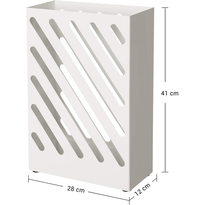 SONGMICS Rectangular Metal Umbrella Stand with Hooks and Water Tray - White LUC03WT
