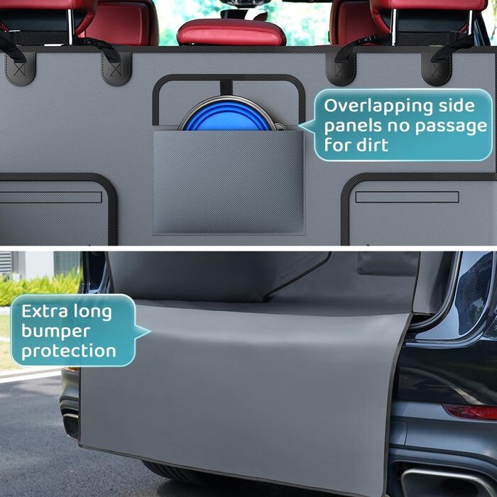 Захист для багажника автомобіля для собак KYG: універсальний, водовідштовхувальний, стійкий до зносу, з бічними захистами. Розмір: 185x105x38 см (сірий)