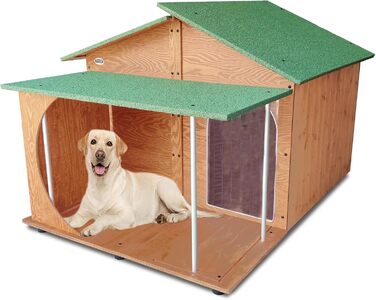 Будка для собак LEGNO з верандою, XXXL (Extra Large) - міцна дерев'яна будка з термозавісою, Made in Italy