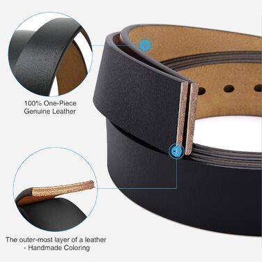 Чоловічий шкіряний ремінь CHAOREN чорного кольору, 35 мм, для джинсів, м'яка шкіра