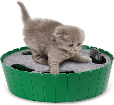 Pawaboo Cat Toy Electric Mouse, Interactive Kitten Toy Cat Bed Scratch Mat Catnip, Cute and Safe Toy Play Ball for Small Cat Play Biting Chewing - Green