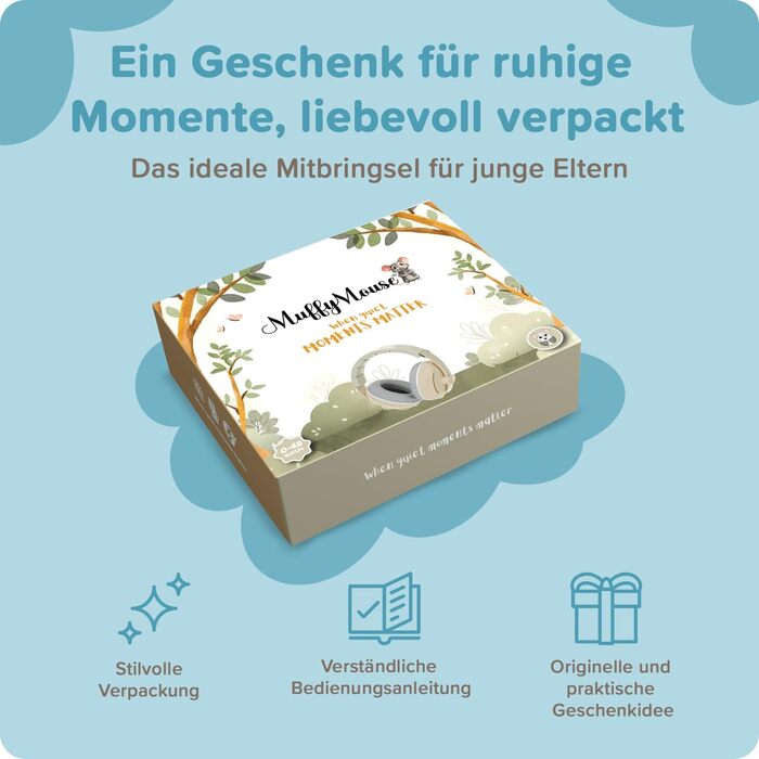 Навушники шумоізоляційні дитячі 3-48 місяців - захист слуху для немовлят 25dB - надзвичайно м'які дитячі навушники з еластичним та регульованим обручем (Блакитний)