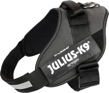 Шлейка для собак IDC Powergeschirr S - відбиваюча, з лого, регульована, дихаюча, для малих, середніх та великих собак (2TON (Black-Gray), XL/2)