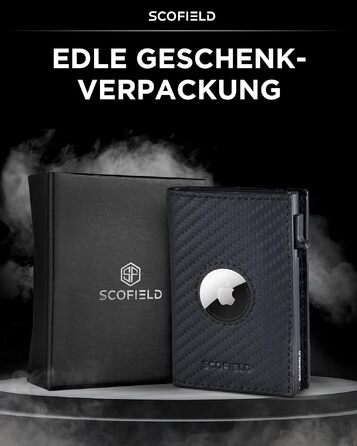 Чоловічий гаманець SF SCOFIELD з відділенням для Apple AirTag, RFID-захистом та монетницею, вуглецеве волокно (Carbon), Matte Black