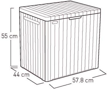 Садова скриня Keter City Box 113 л, темно-сіра, для балкона та тераси, пластиковий контейнер для зберігання з імітацією дерева, 55x44x57,8 см