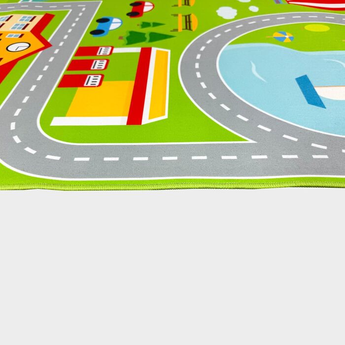 Дитячий килим Teppich-Traum з міською панорамою, сірий, 80x150 см (прямокутний, зелений)