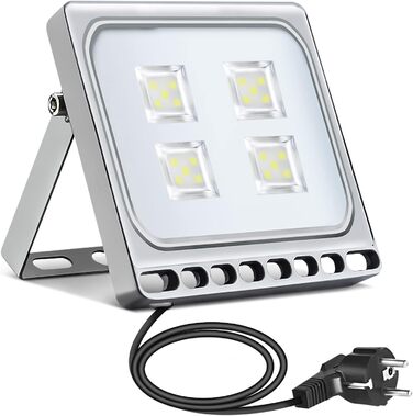 papasbox LED Floodlight Floodlights Spotlights, LED Floodlight Construction Light with Plug Waterproof IP65, 3000K Warm White, Ideal Wall Light Outdoor Lighting for Garden, Garage, Hotel (Cool White, 20W)