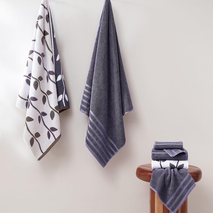 Набір рушників для рук Amrapur Pacific Coast Textiles з органічної бавовни, фарбовані нитки, 6 шт, колір сірий лавандовий
