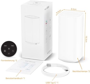 Торшер нічний LED з сенсорним керуванням, пультом дистанційного керування, 256 кольорів, 3 режими, таймер, для дитячої кімнати, спальні, вітальні, білий (2 білі)