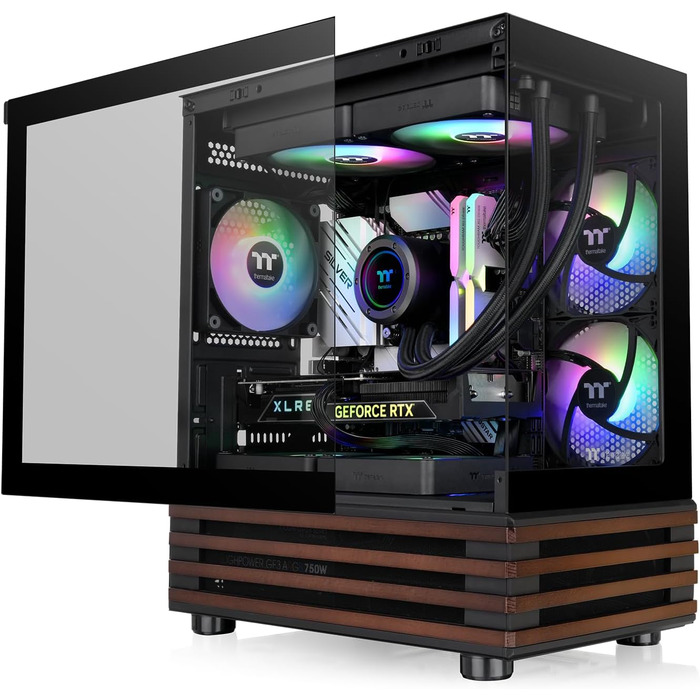 Корпус ПК Thermaltake TG ARGB View 170 Wood Black – Micro-Tower, Tempered Glass, 3x120mm ARGB, Підтримка 240/280mm радіатора