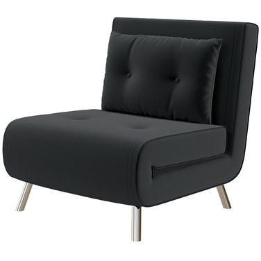 HOMCOM Sleeper Chair Folding Chair with Bed Function 77x88x83cm, Single Sofa with Cushion, Velvet Upholstered Sofa in Black for Guests