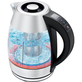 Chefman 1.8L Electric Glass Kettle with Temperature Control - Stainless Steel, Infuser, Auto Shutoff, LED Display