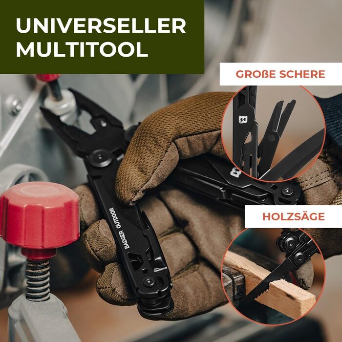 Багатофункціональний інструмент Solid Black 16-в-1: ніж для виживання, мультитул для туризму, кемпінгу та подарунок для чоловіків. Виготовлений з нержавіючої сталі, з бітами.