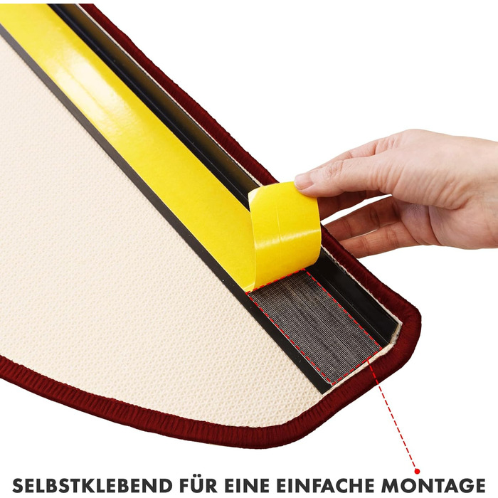 Casa Pura килимки на сходи самоклеючі напівкруглі червоні 15 шт. 65 x 23,5 см, сучасний дизайн | Casa Pura Via Veneto