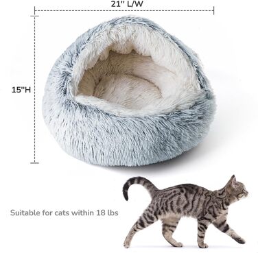 CATISM Cat Bed Washable Cat Sleeping Place for Cats Plush Pet Cat Head Pillow Cat Cushion Fluffy Kitten Puppy Snuggle Bed Pet Bed Grey