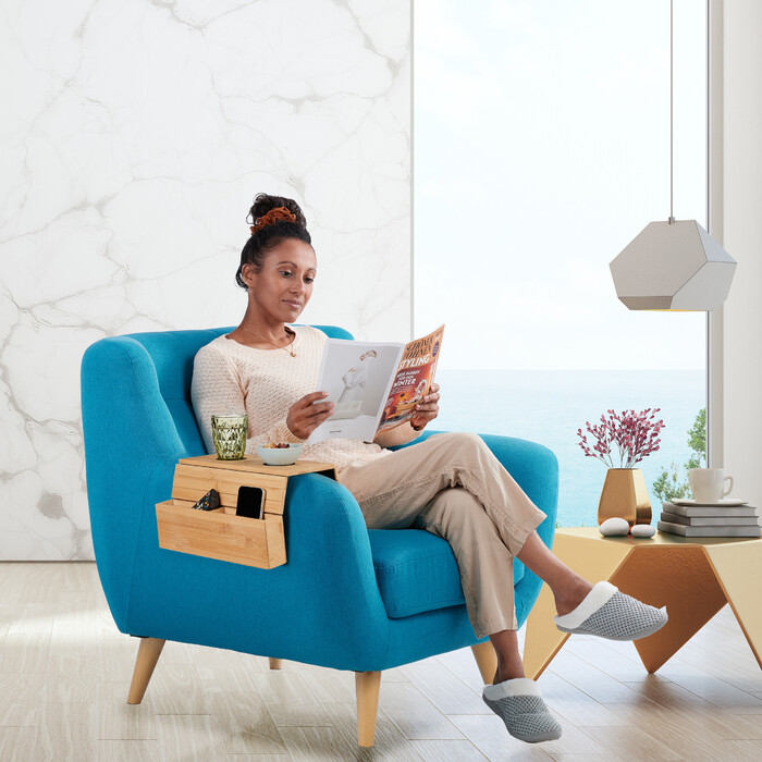 Relaxdays Bamboo Side Table with Coasters